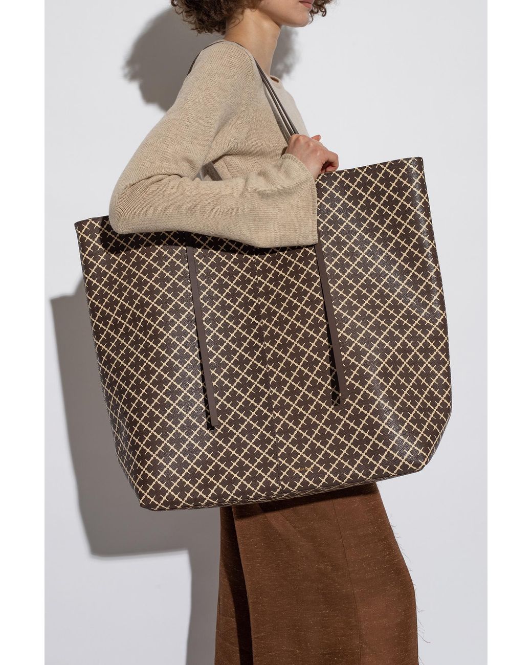 By Malene Birger Brown Signature Pattern Tote Bag
