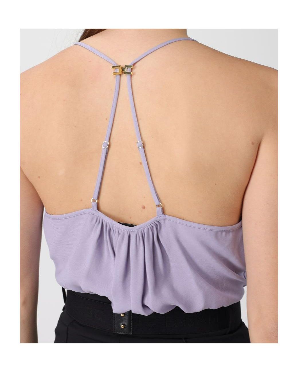 Elisabetta Franchi Purple Georgette Bodysuit Top