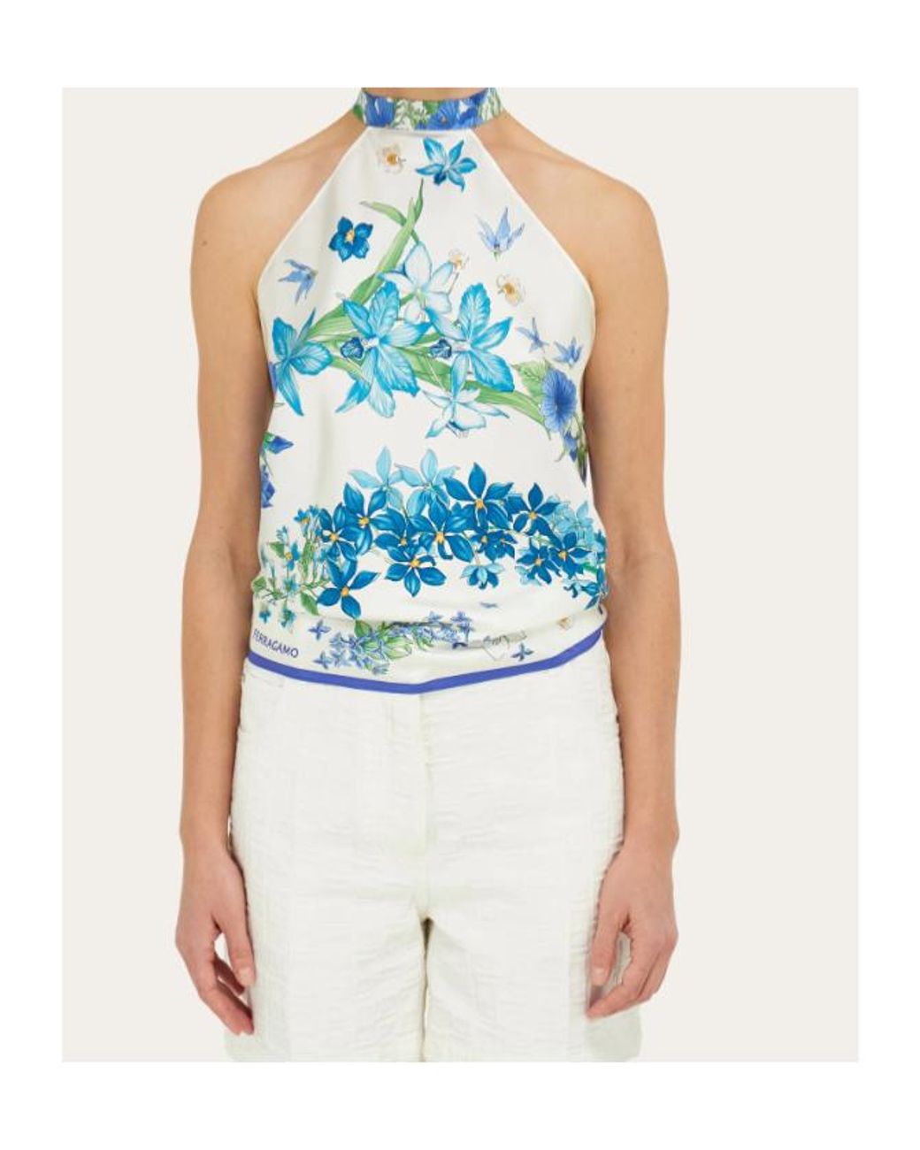 Ferragamo Blue Ferragamo Spring Print Foulard Top