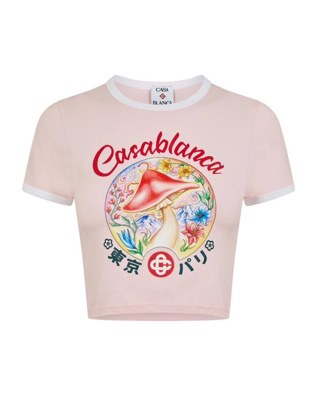 Casablanca Pink Logo Crew Neck T-Shirt