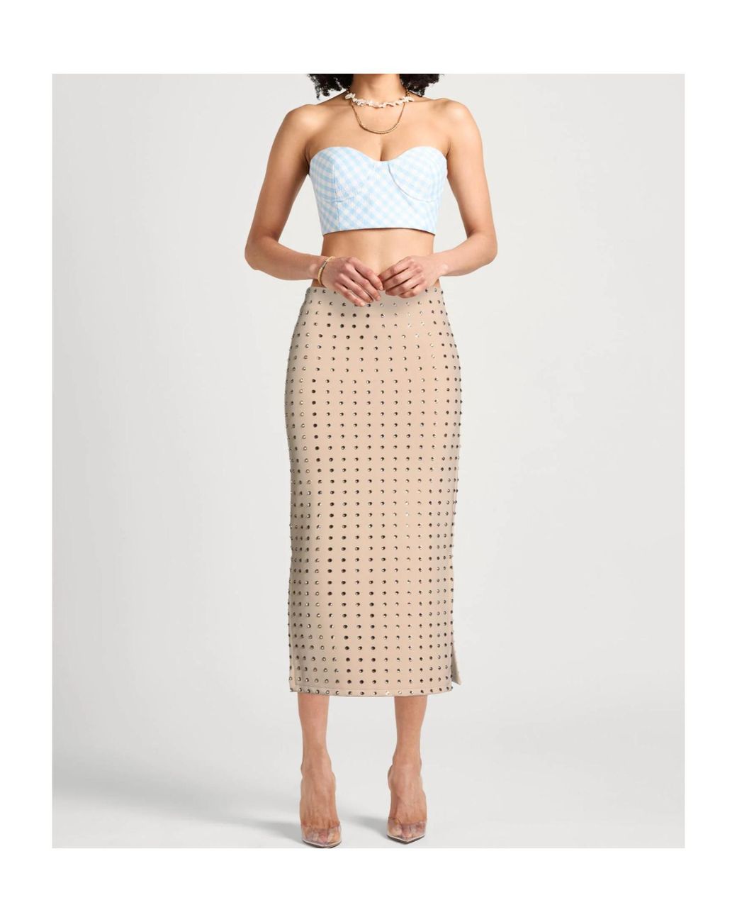 Sportmax Natural Crystal Embellished Skirt