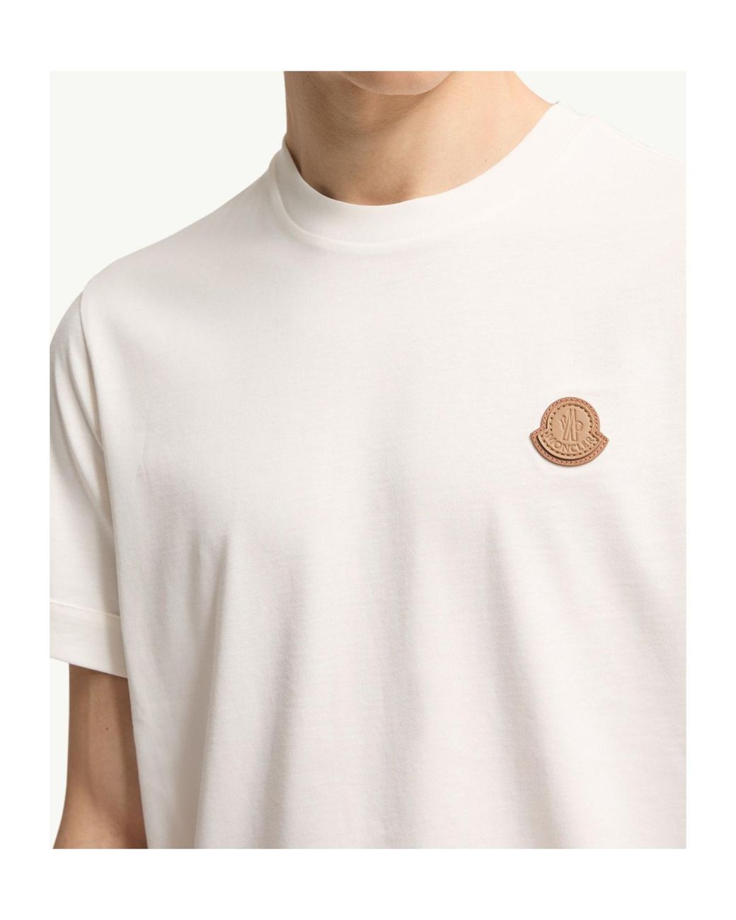 Moncler White Logo Patch Crewneck T-Shirt for men