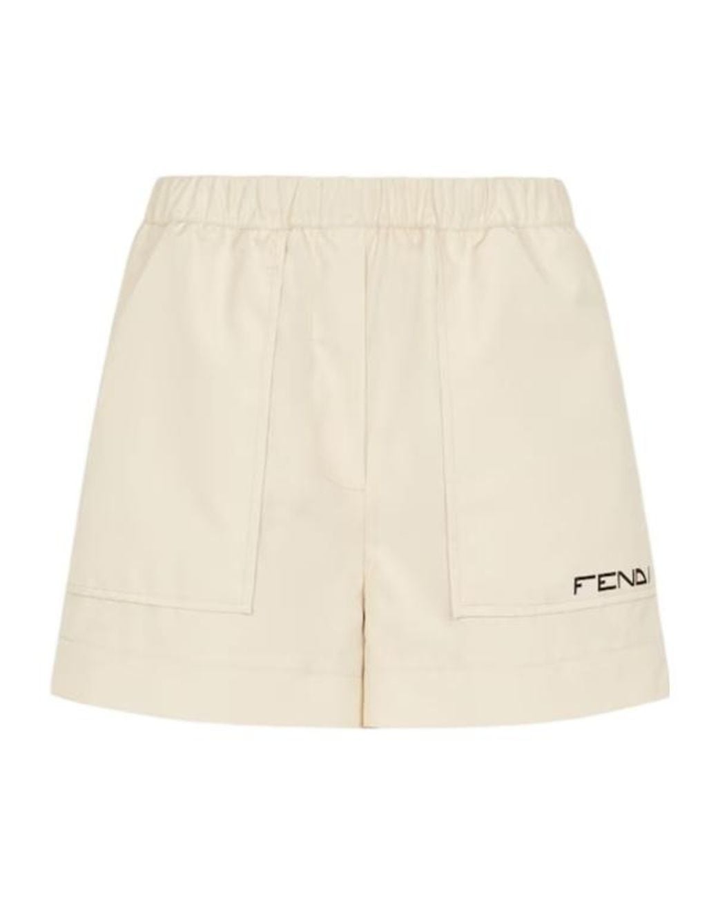 Fendi Natural Logo Printed Elasticated Waist Shorts