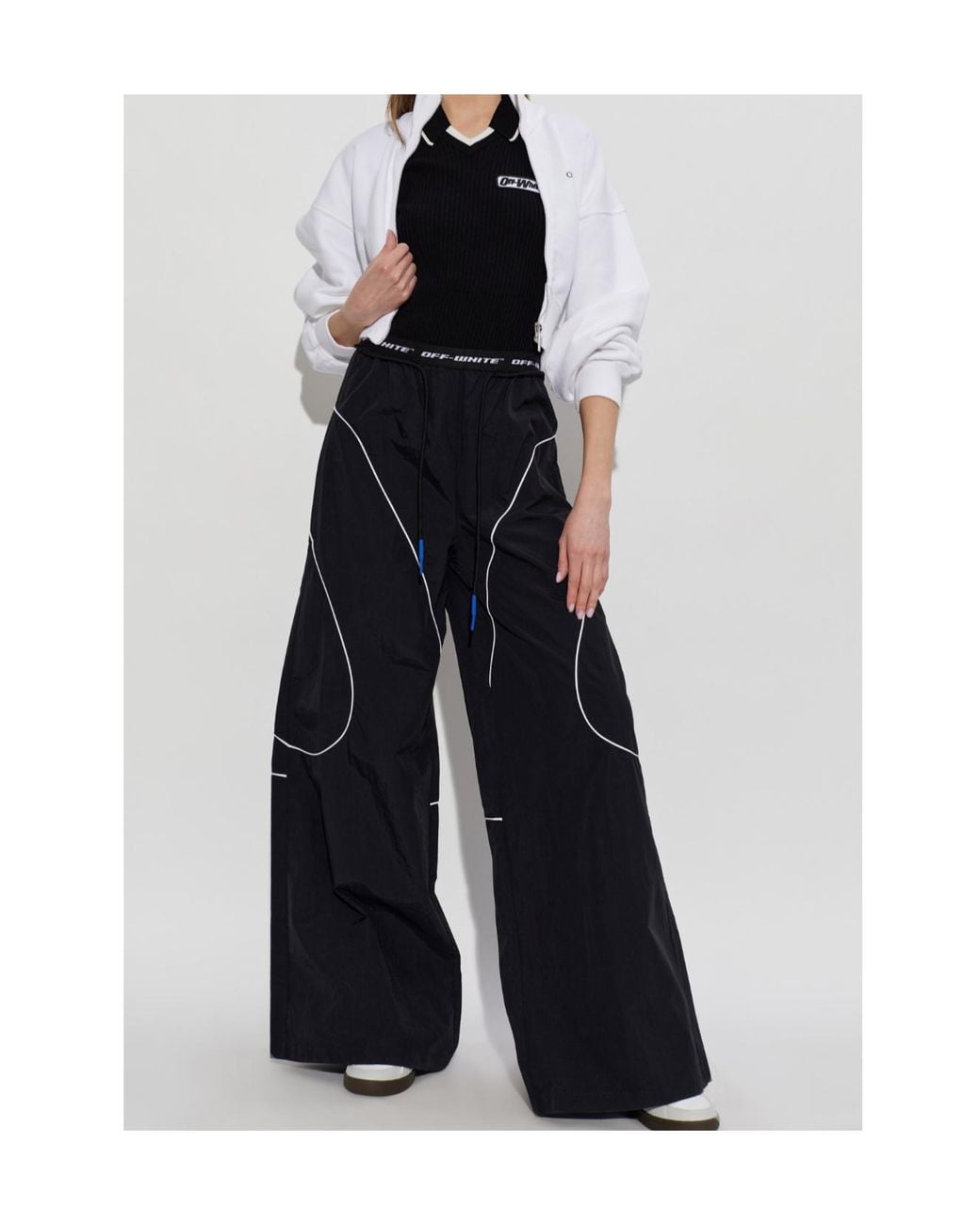 Off-White c/o Virgil Abloh Black Logo Trim Knit Top