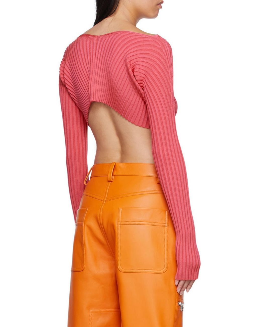 Jacquemus Red Pral Ribbed Cropped Cardigan
