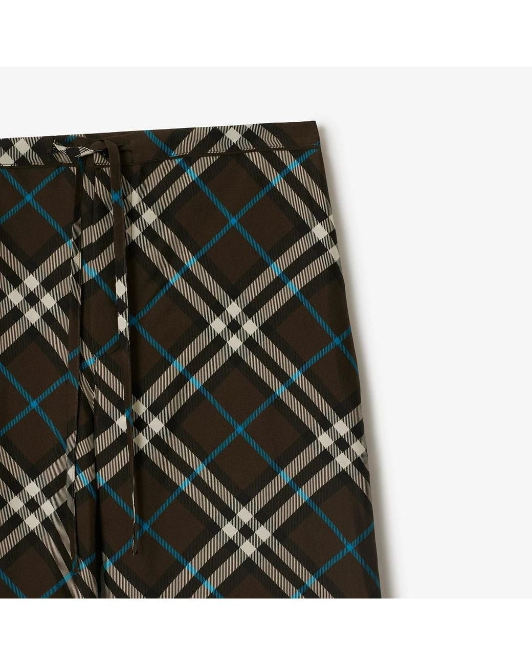 Burberry Gray Straight-Leg Checked Drawstring Trousers