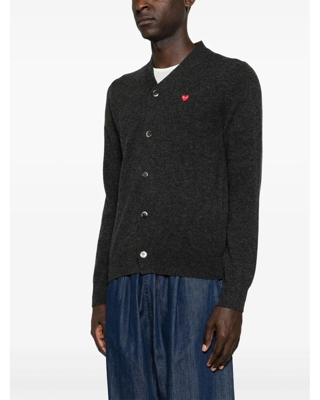 Comme des Garçons Black Heart-Patch Wool Cardigan for men
