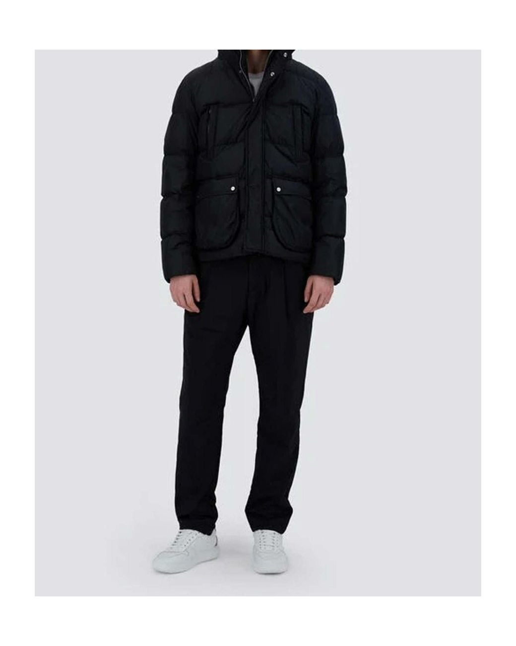 Herno Black Hooded Quilted Jacket for men