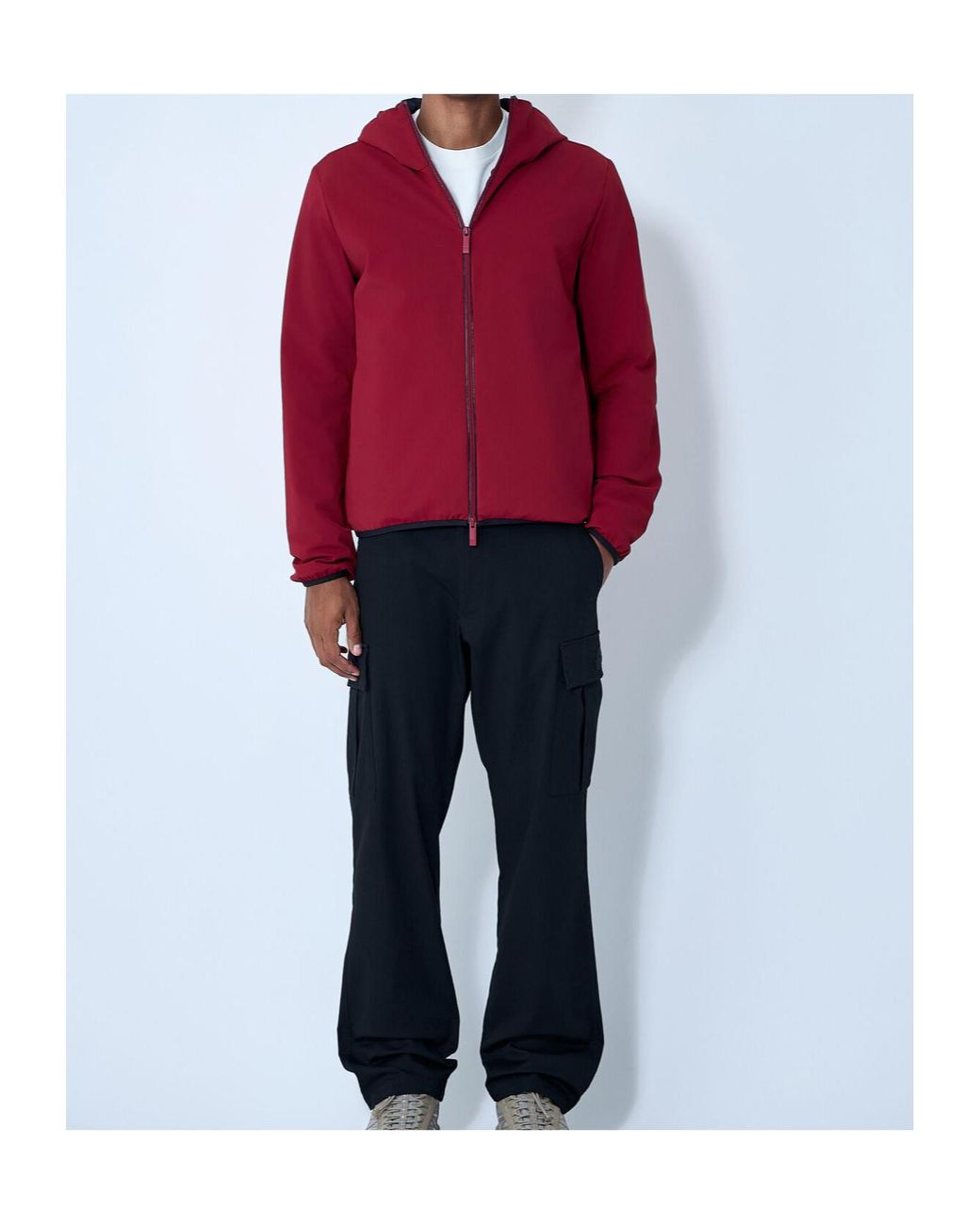 Moncler Red Batisse Hooded Short Down Jacket for men