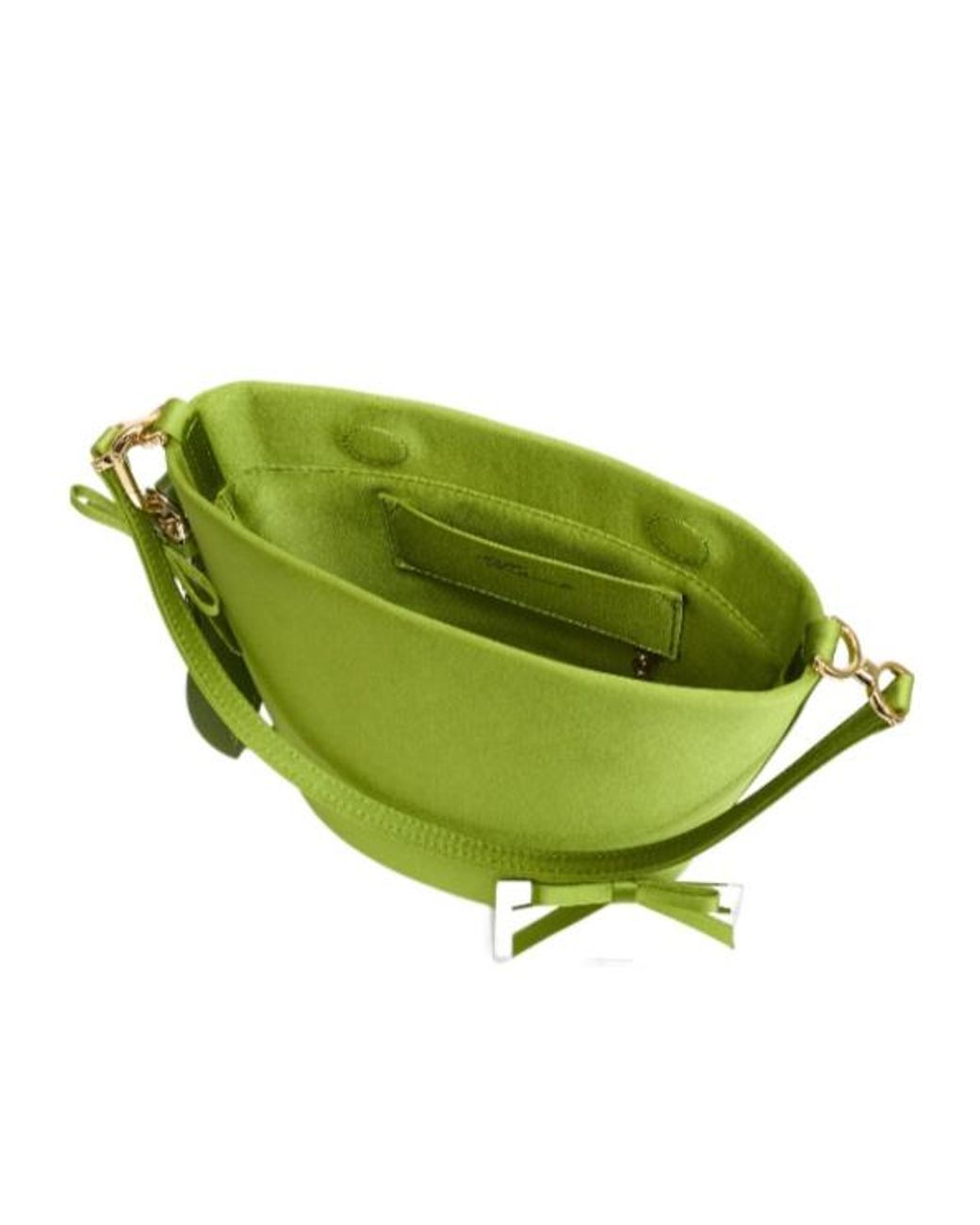 Self-Portrait Green Satin Bucket Bag