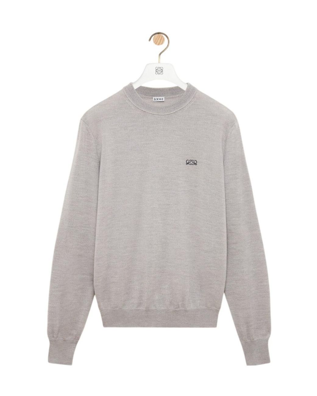 Loewe Gray Long-Sleeved Knitted Sweater for men