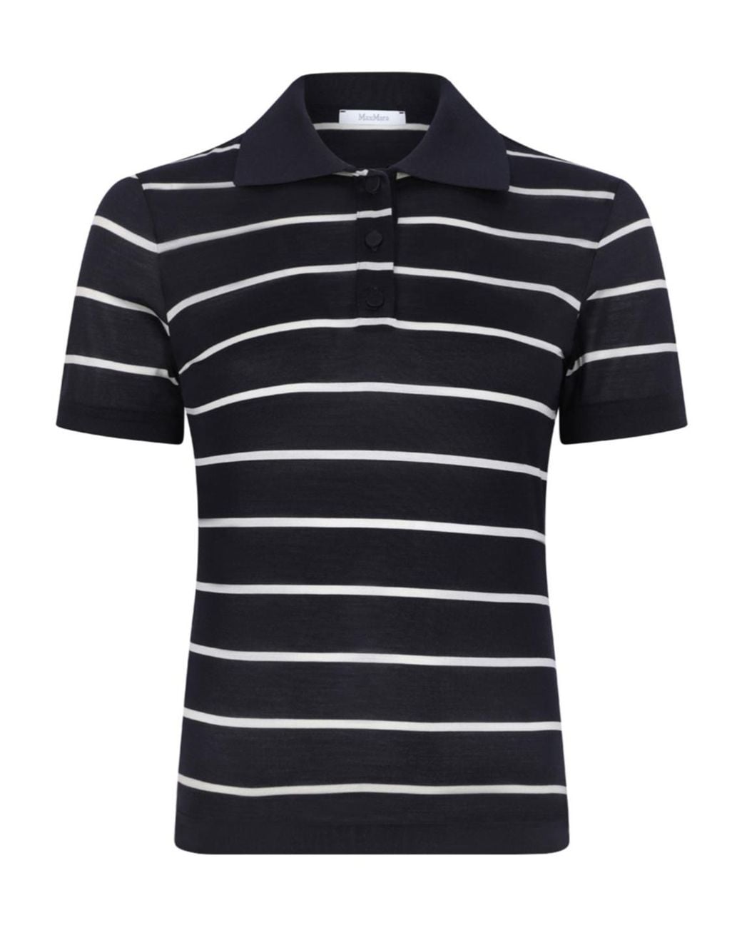 Max Mara Blue Bellico Striped Short-Sleeved Polo Shirt