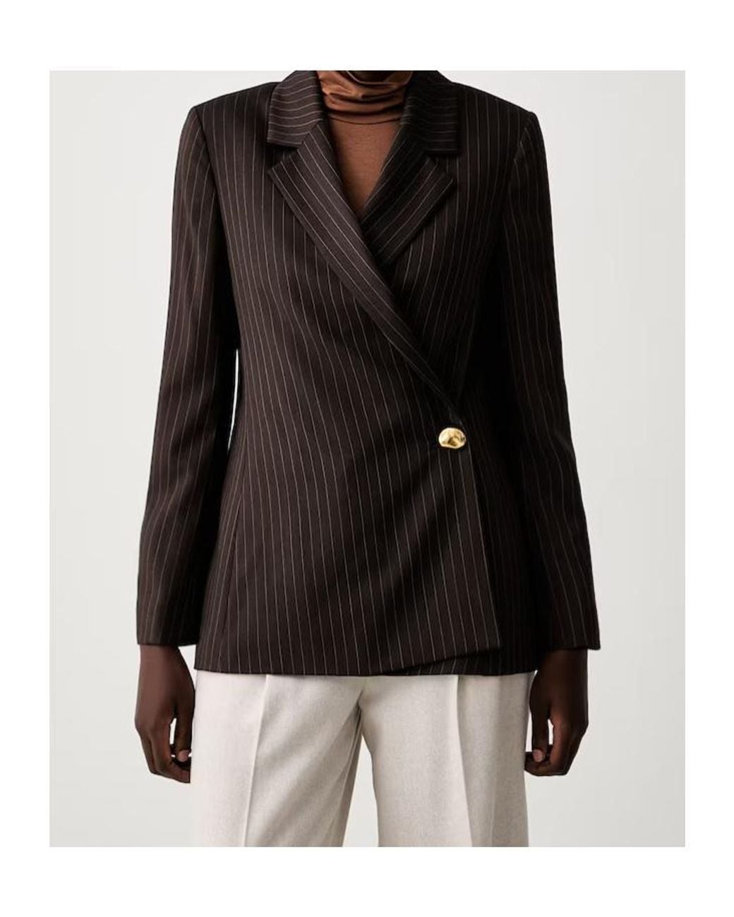 Marella Brown Pinstriped Blazer