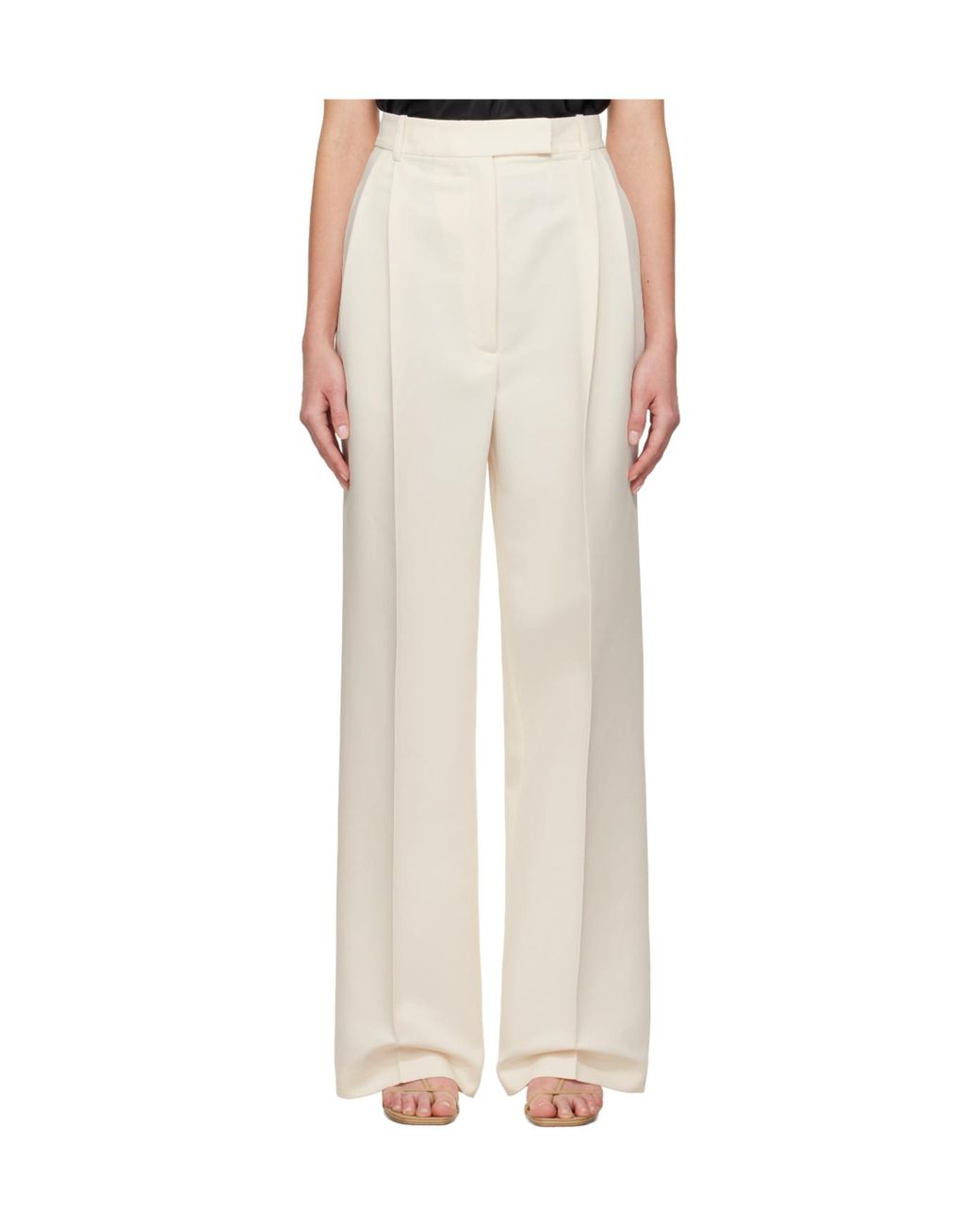 Rohe Natural High-Waisted Pleated Casual Pants