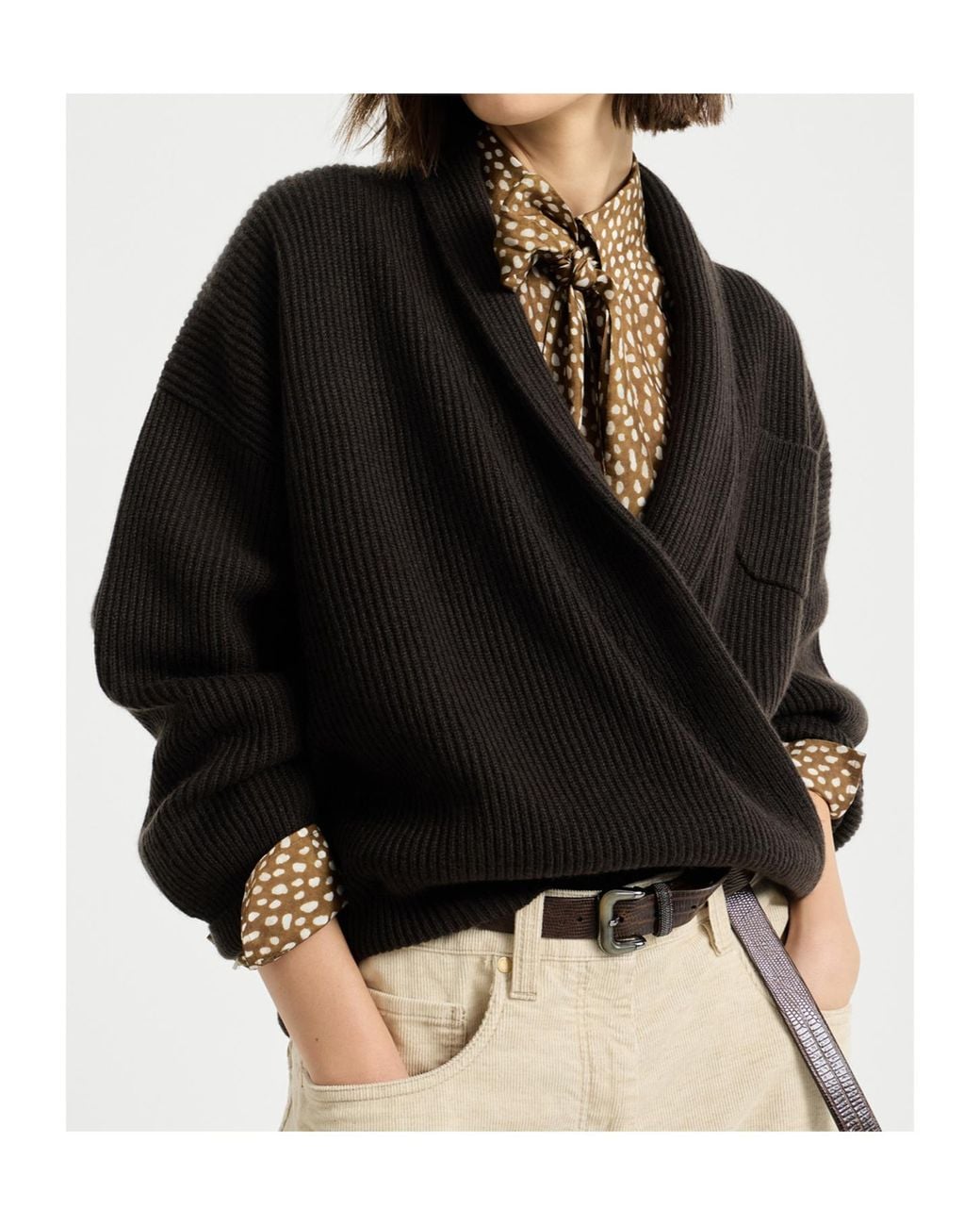 Brunello Cucinelli Black English Rib Cardigan