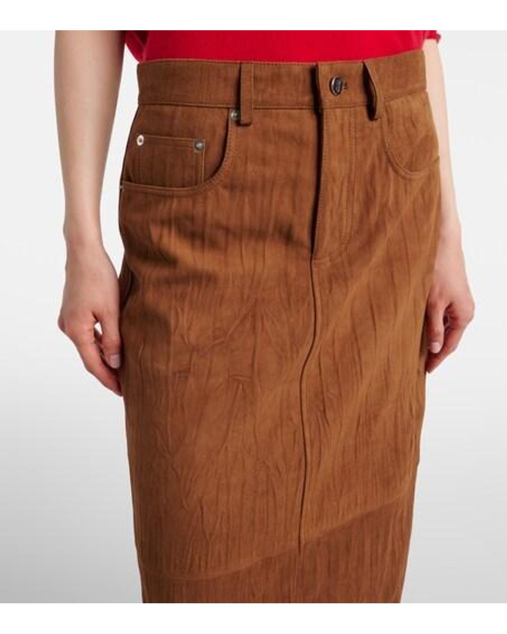 Proenza Schouler Brown Label Nayah Suede Midi Skirt