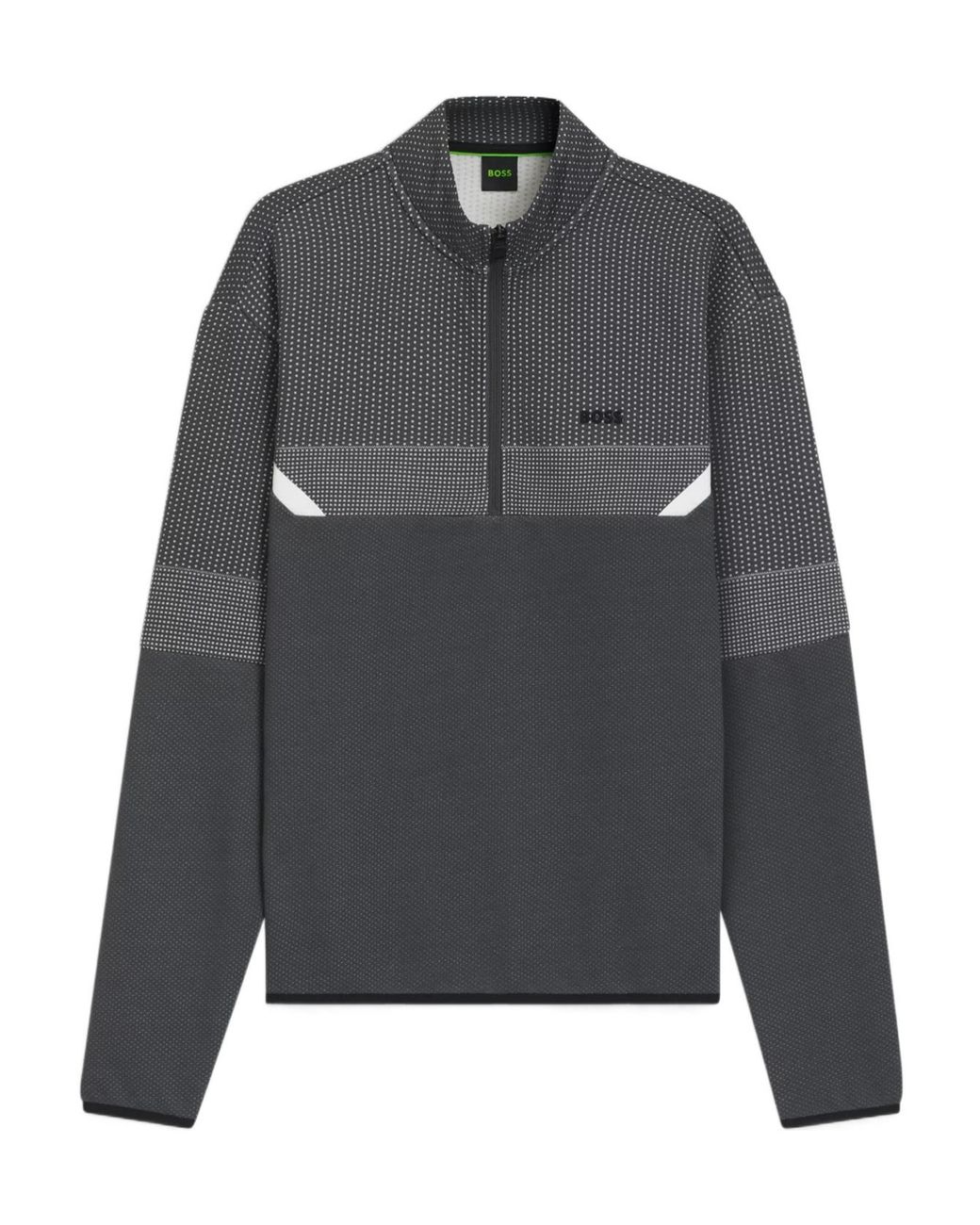 Boss Gray Boss Quilted Jacquard Relaxed-Fit Zip-Neck Sweatshirt for men