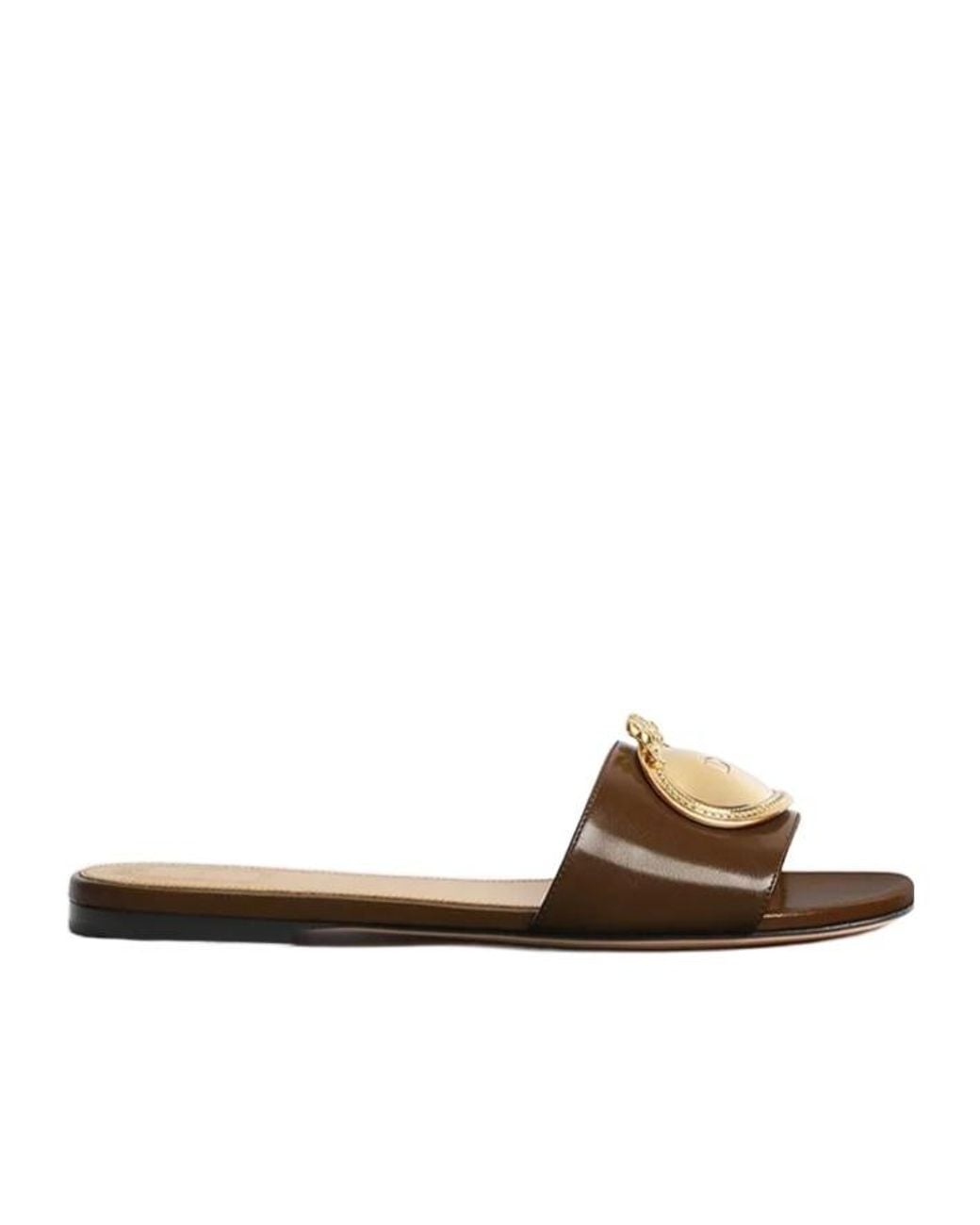 Dior Brown Médaillon Buckle Slide