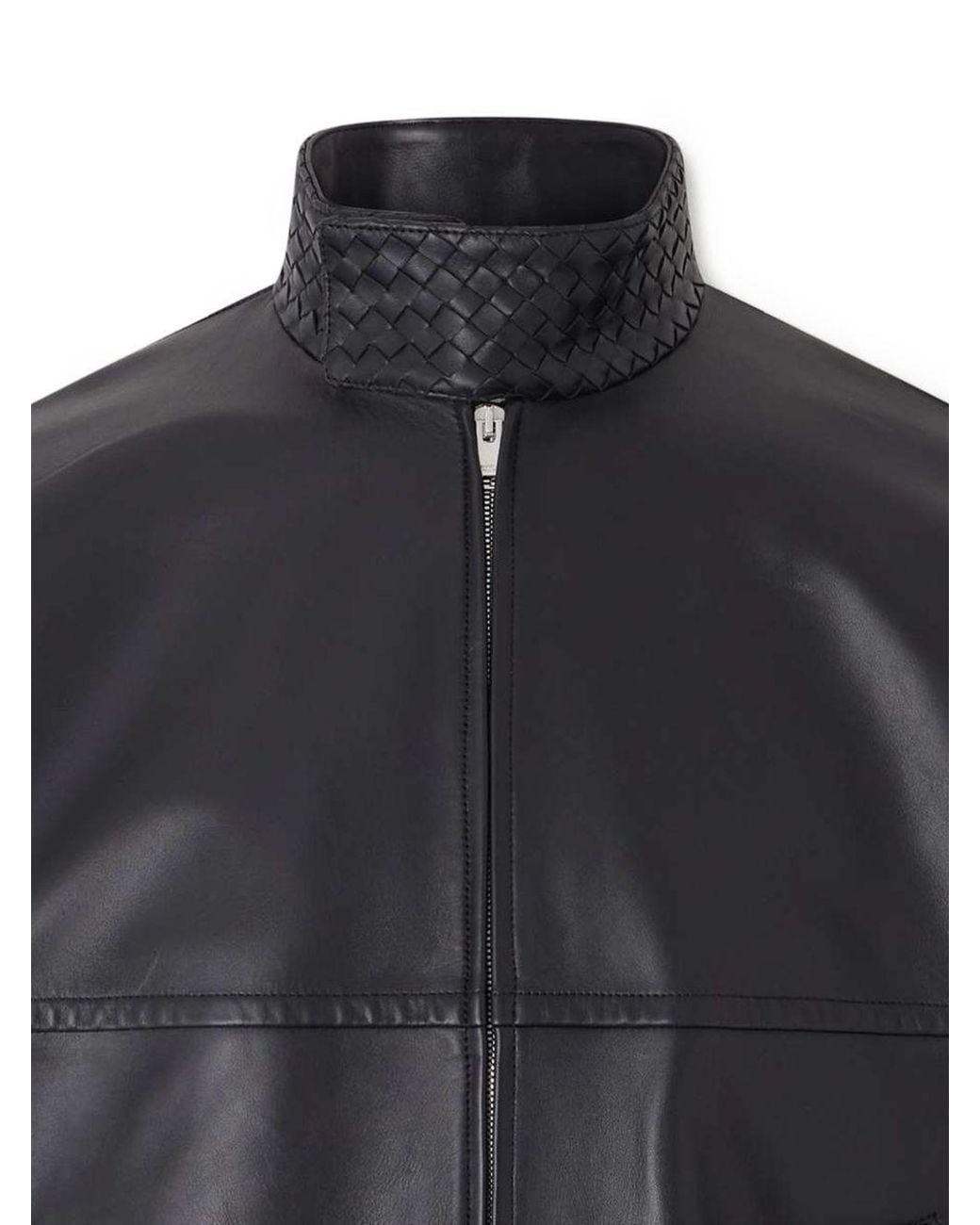 Bottega Veneta Black Long Sleeve Leather Jacket for men