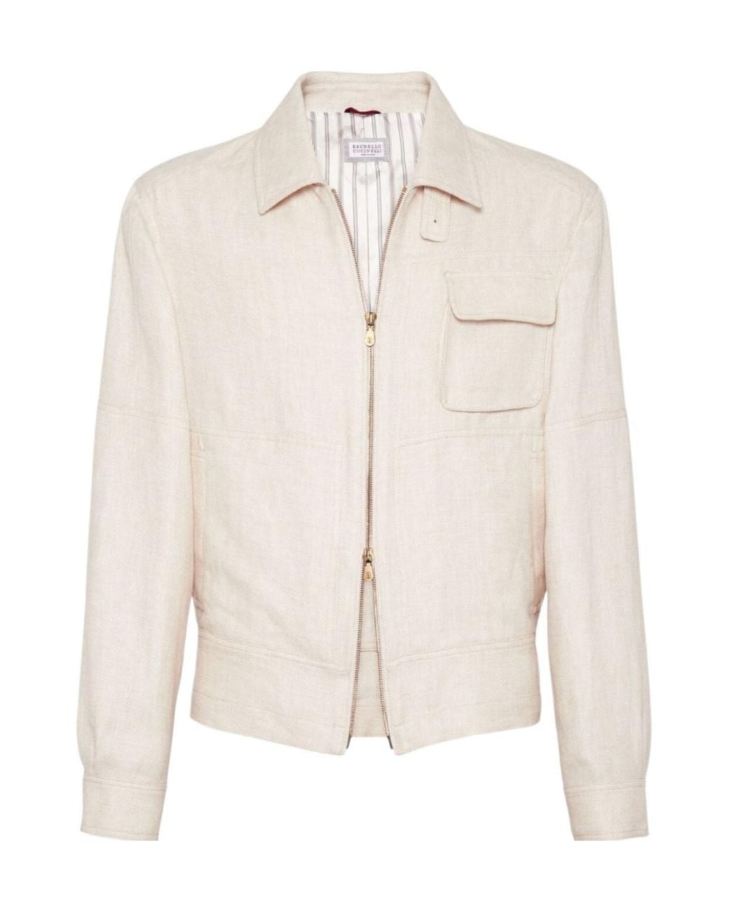 Brunello Cucinelli Natural Spread-Collar Bomber Jacket for men