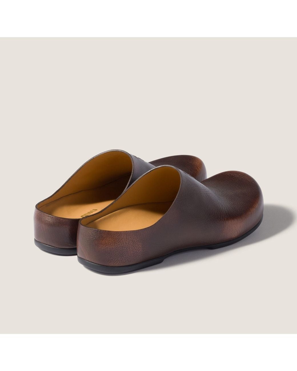 Miu Miu Brown Logo-Embossed Mules