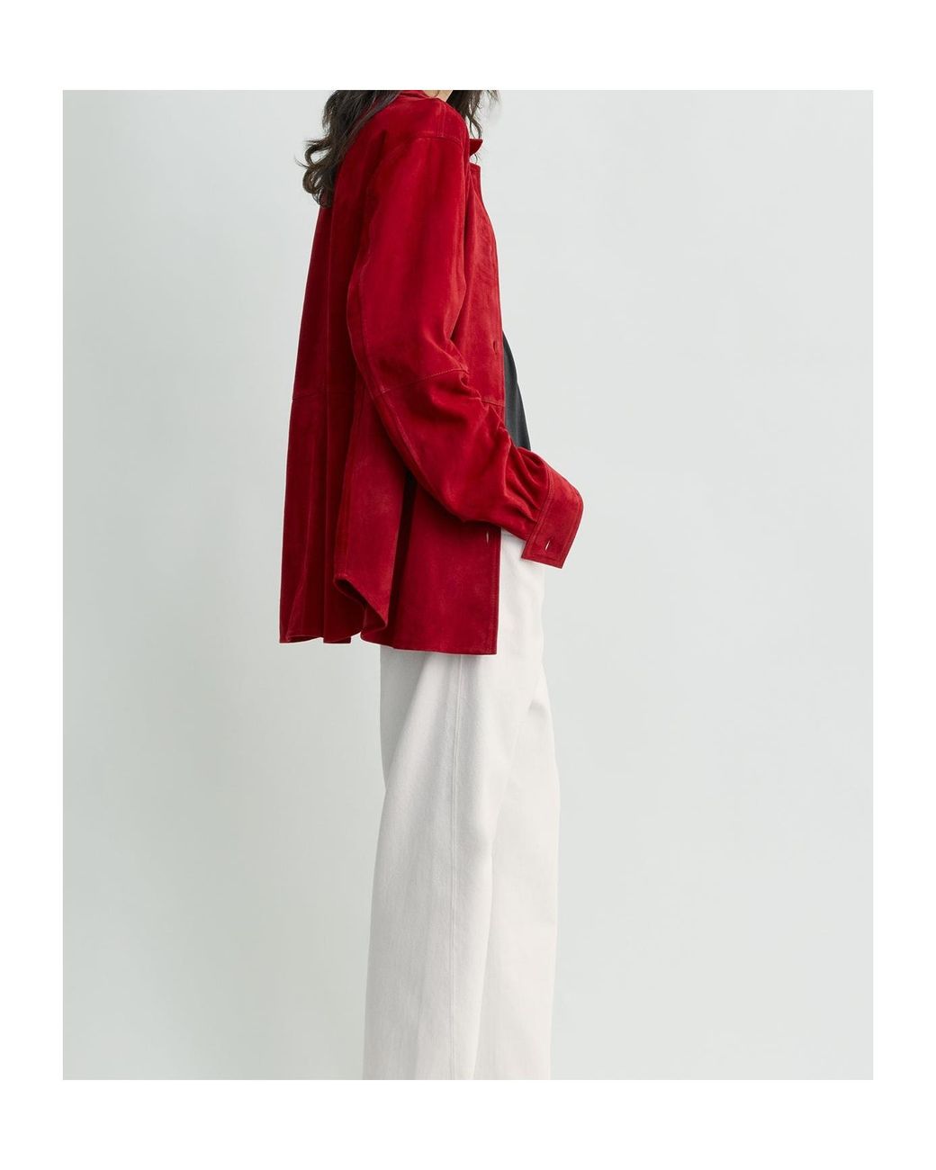 Totême  Red Buttoned Suede Overshirt
