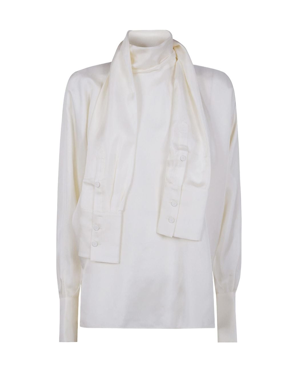 Rohe White Silk Scarf Blouse
