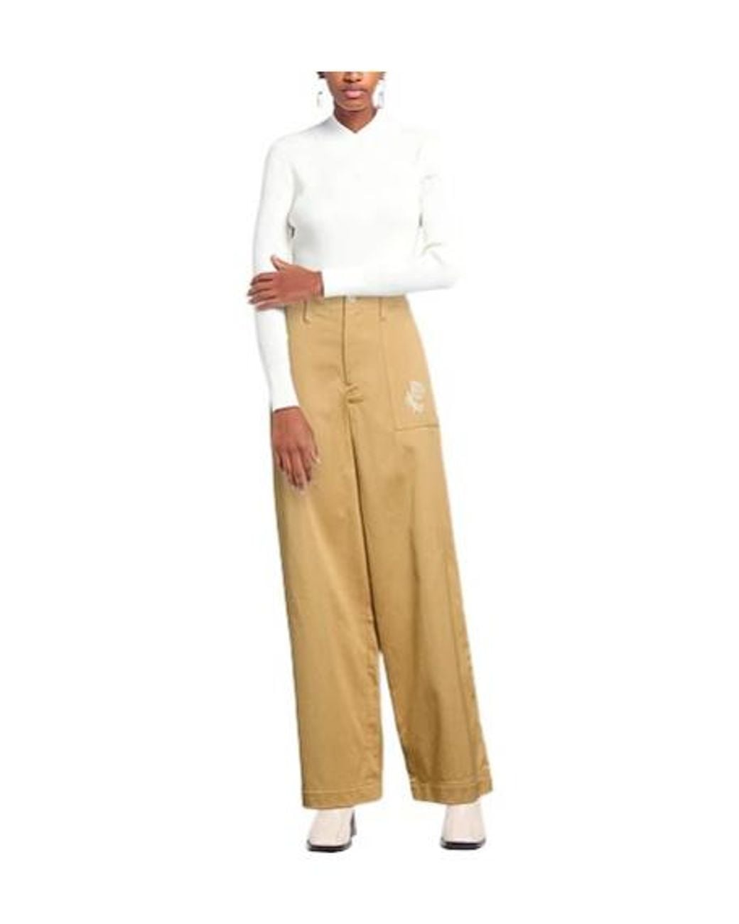 Marni Natural High Waist Straight Leg Pants