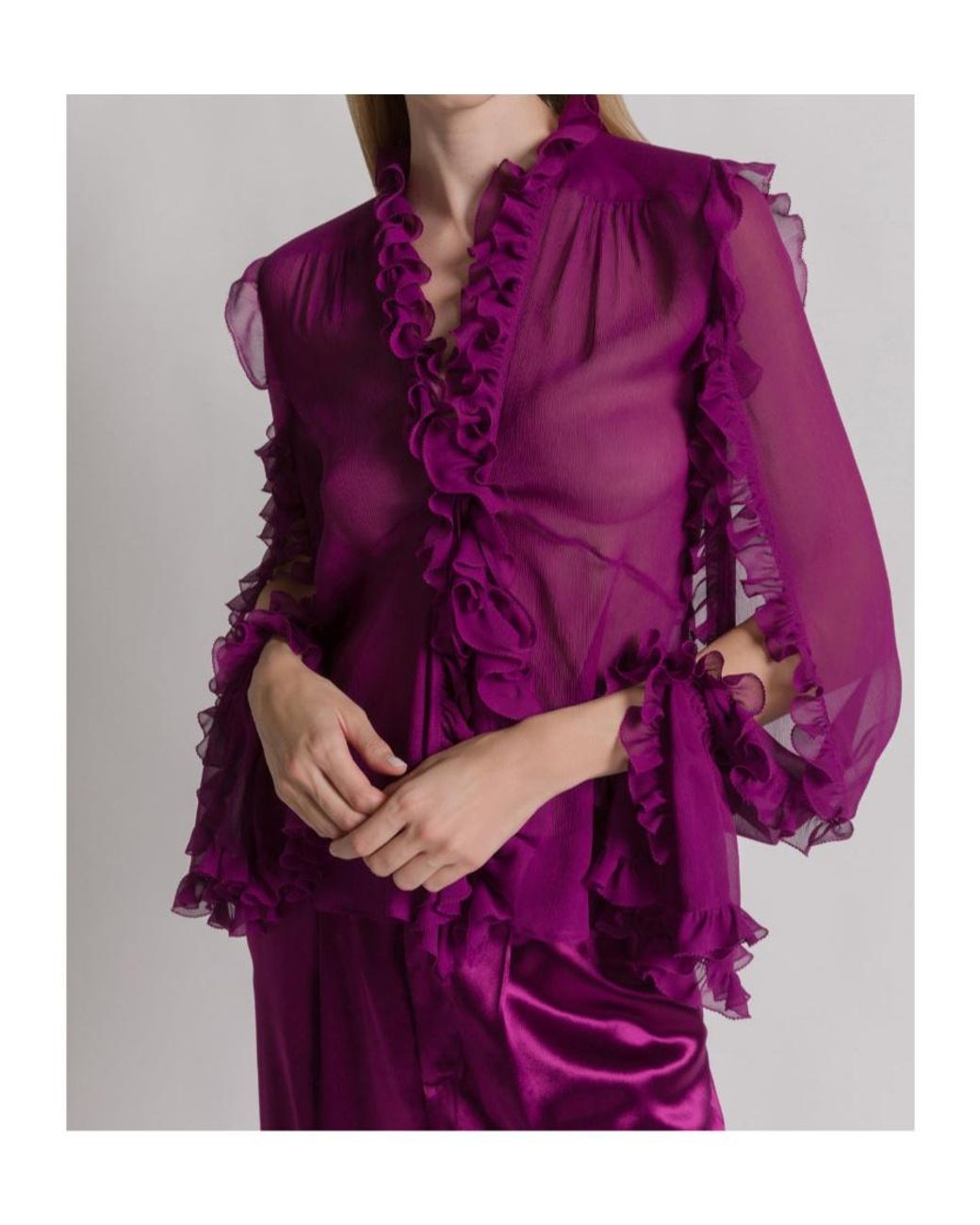 Alberta Ferretti Purple Silk Crêponne Blouse
