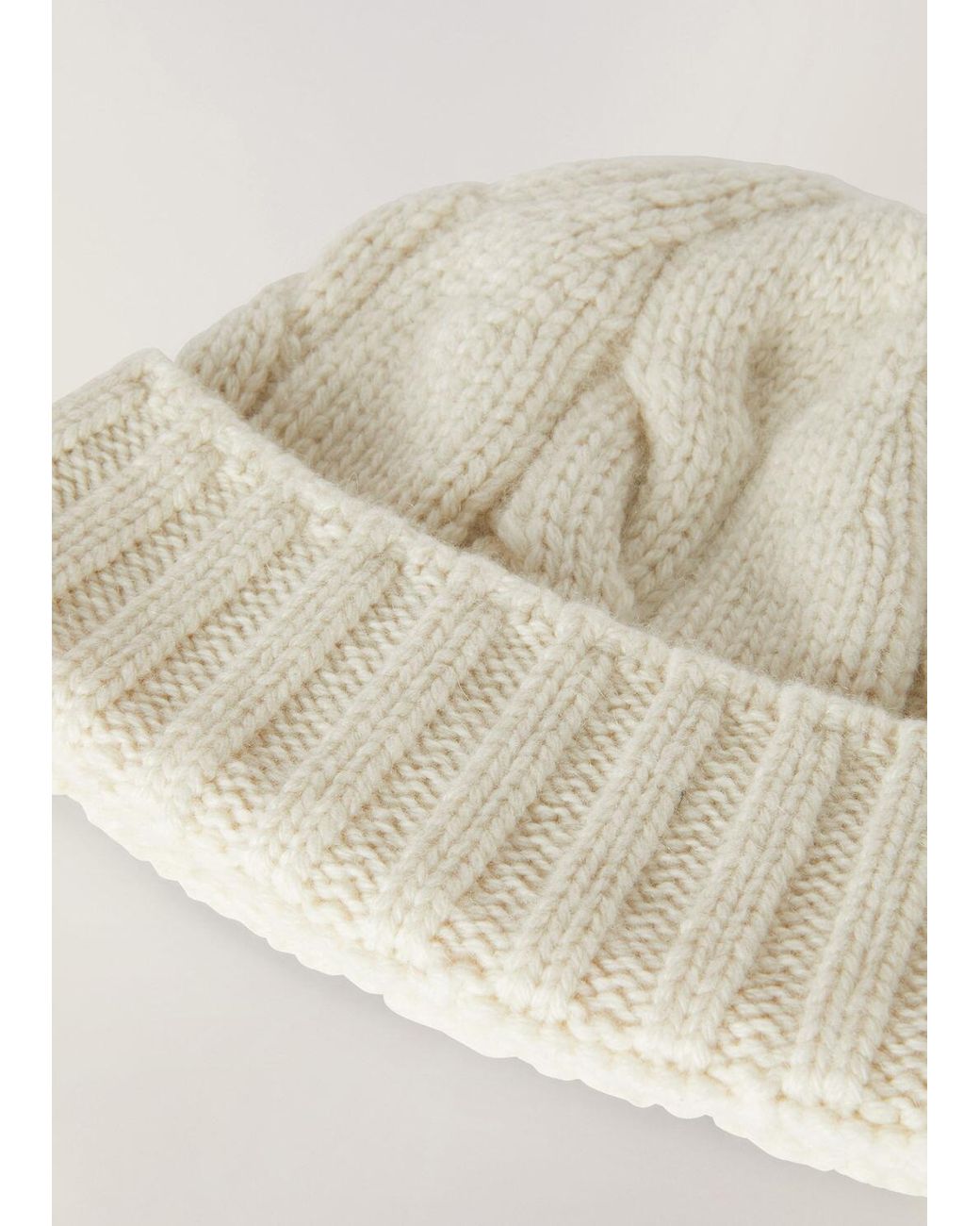 Loro Piana White Cable Knit Beanie