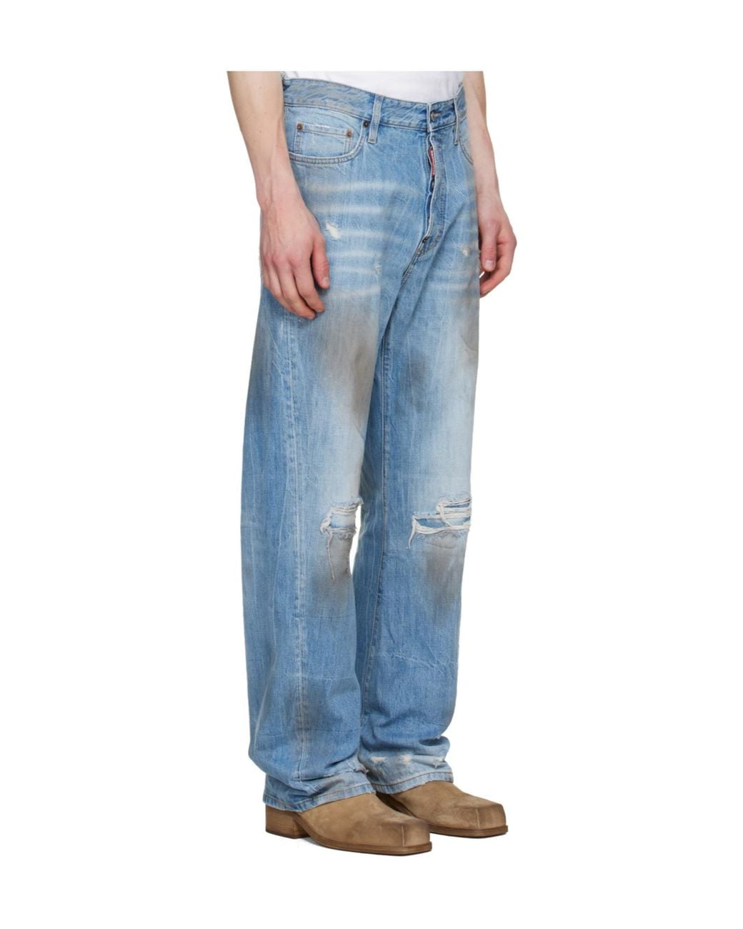 DSquared² Blue Light Dirty Wash Loose Twist Jeans for men