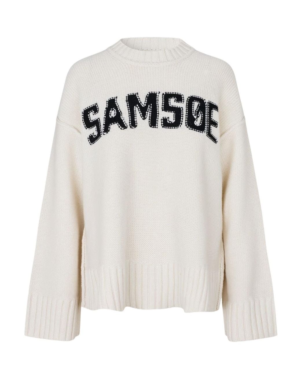 Samsøe & Samsøe White Samsøe Samsøe Logo Knitted Sweater