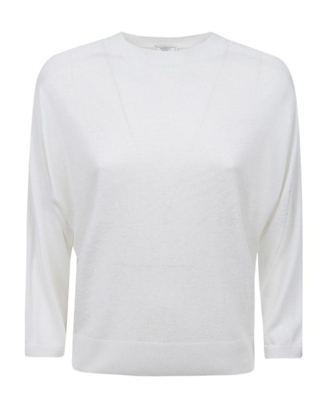 Peserico White Long Sleeved Crewneck Knitted Jumper