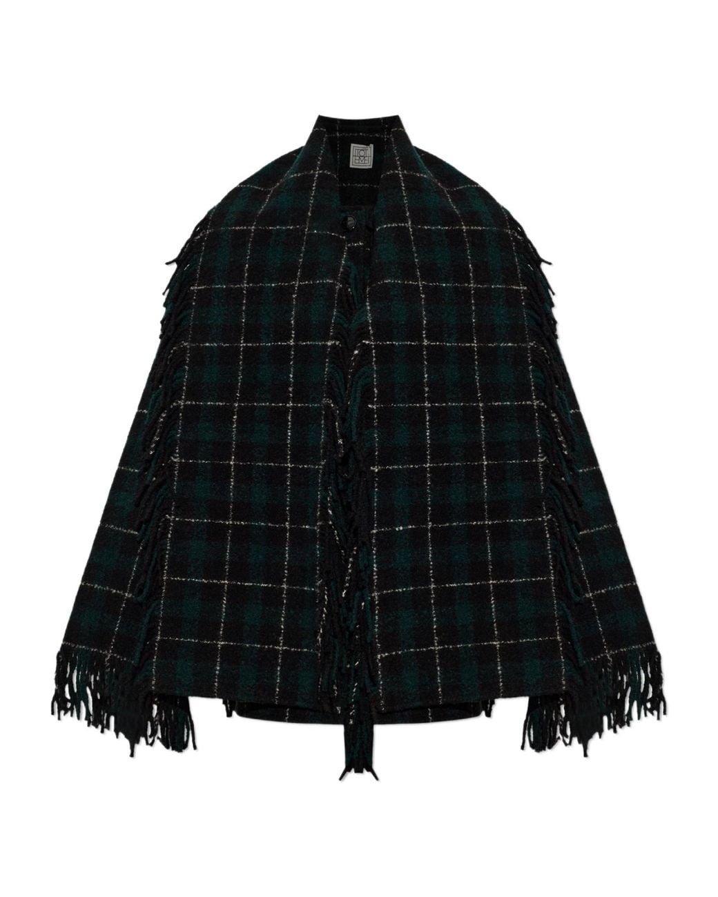 Totême Black Totême Checked Fringed Shawl Jacket