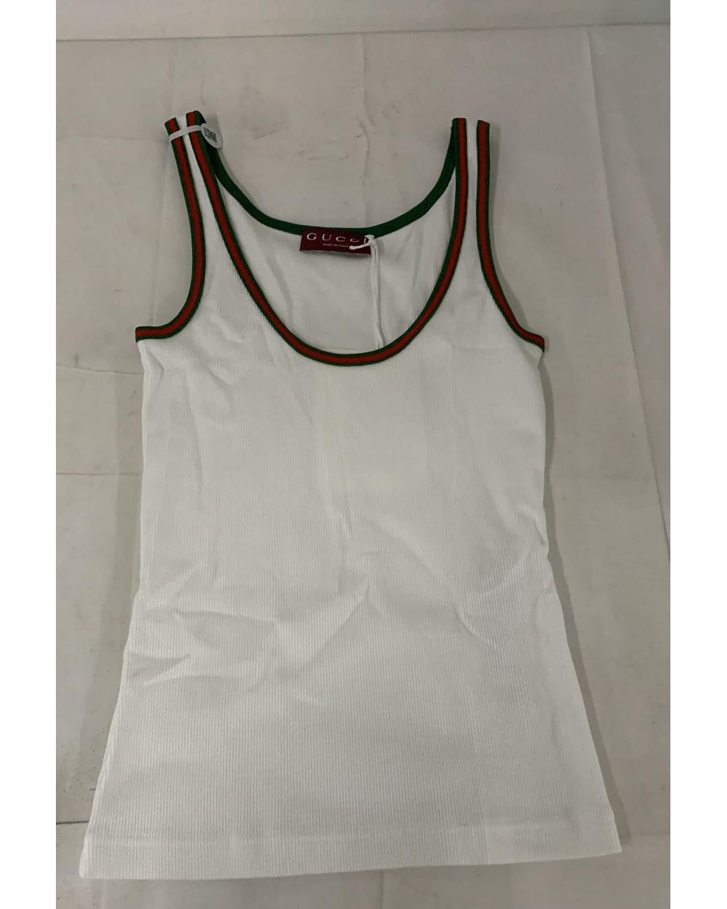 Gucci White Web Detail Cotton Tank Top
