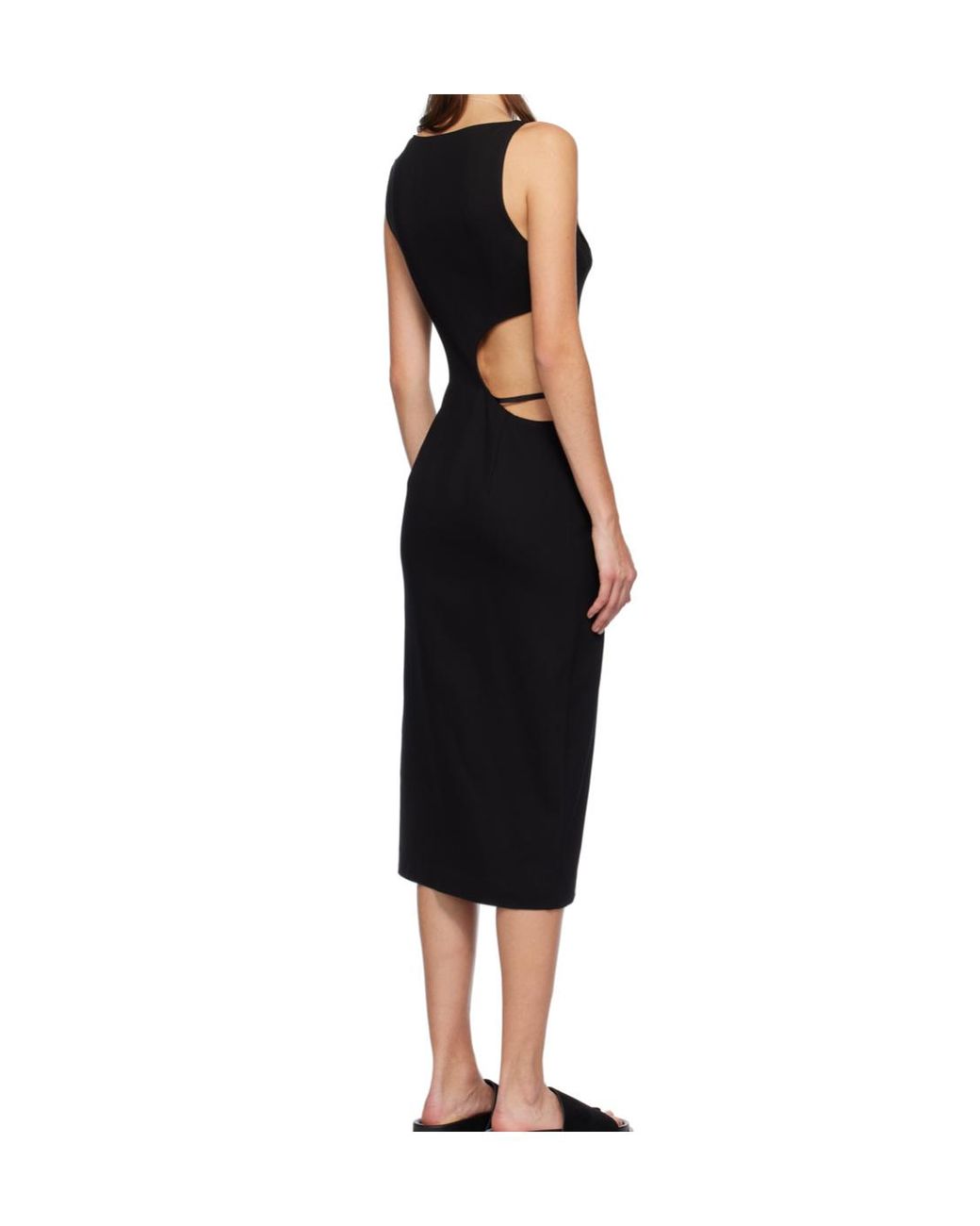 St. Agni Black Arc Cut-Out Detailed Sleeveless Midi Dress