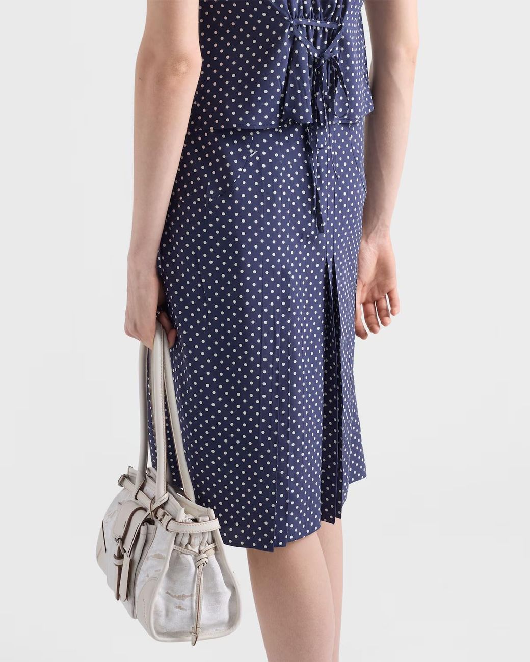 Prada Blue Polka-Dot Marocain Skirt