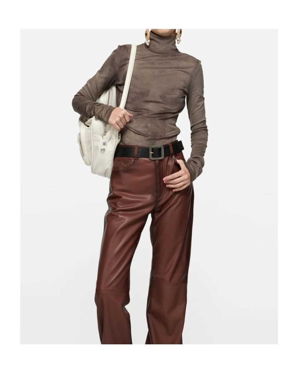 Acne Brown Printed Turtleneck Shirt