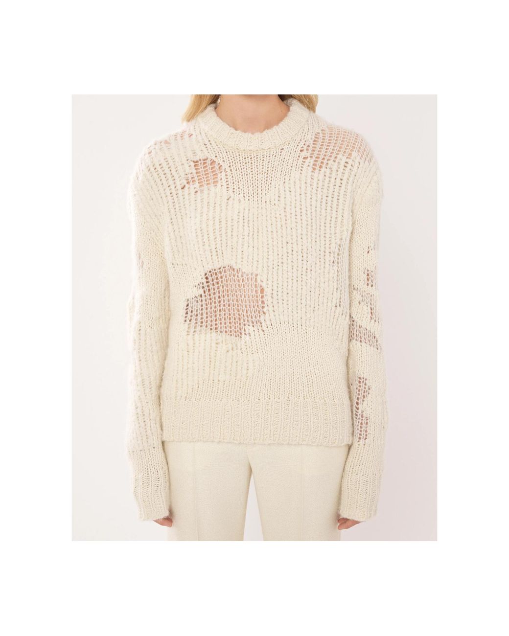 Chloé White Chloé Mesh Patch Knitted Jumper