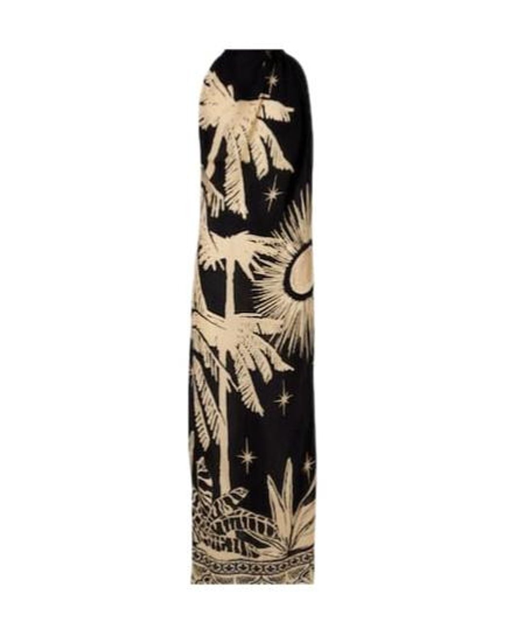 Johanna Ortiz Black Musical Flower Floral Silk Maxi Dress