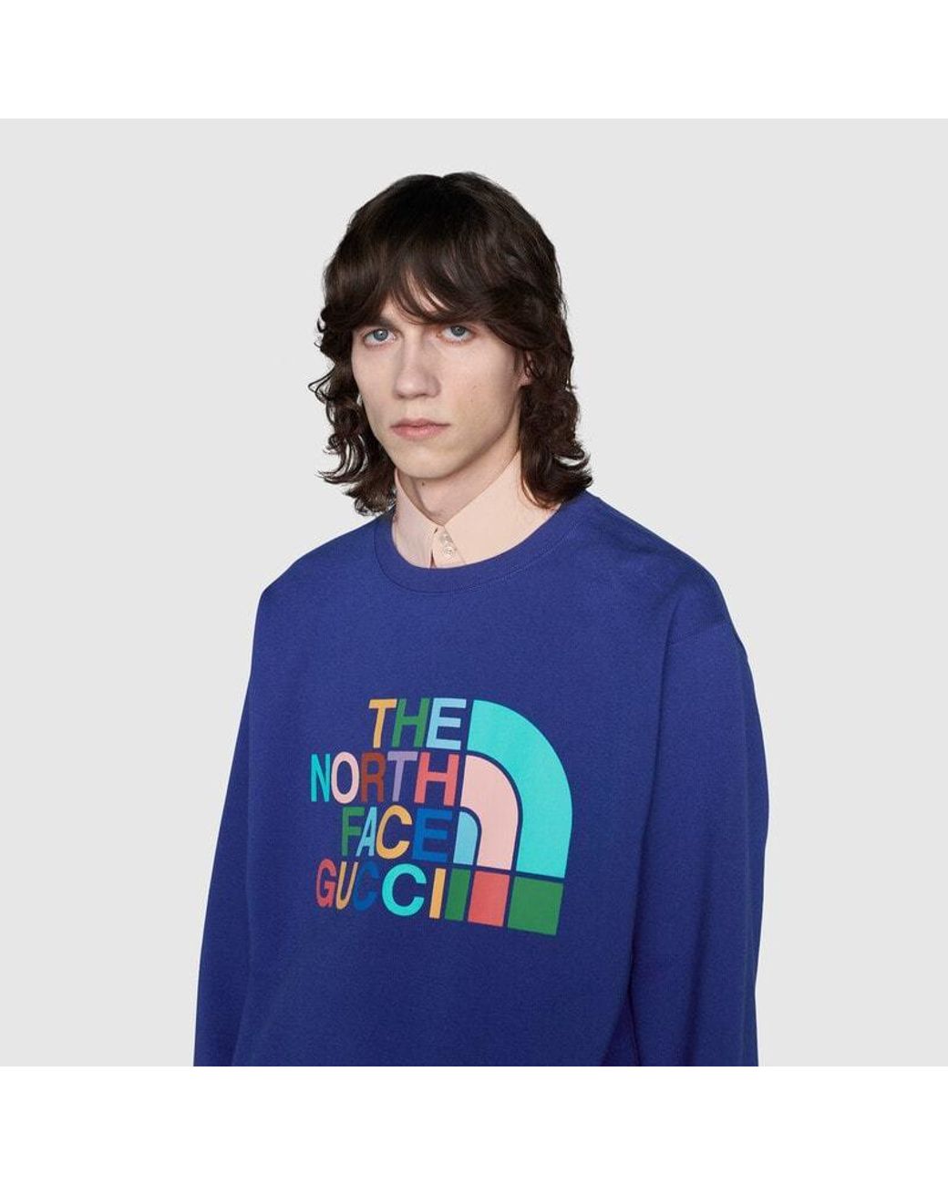 Gucci Blue Long-Sleeved The North Face X Joint Name Sweater for men
