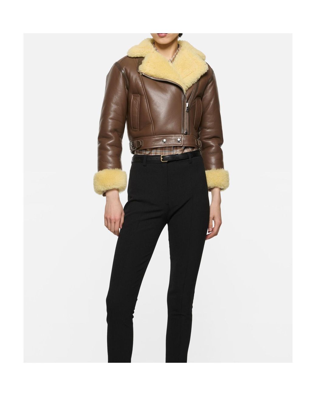 Acne Metallic Shearling Biker Jacket