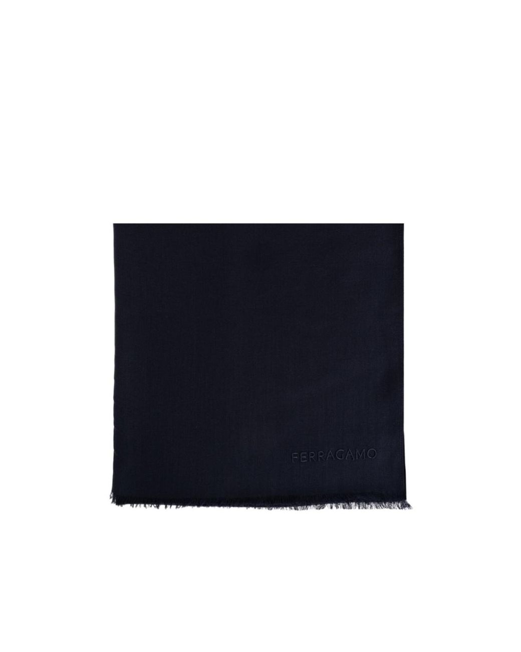 Ferragamo Black Ferragamo Logo Embroidered Frayed-Edge Scarf for men