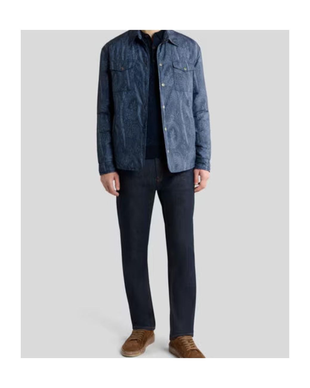 Etro Blue Paisley Overshirt Jacket for men
