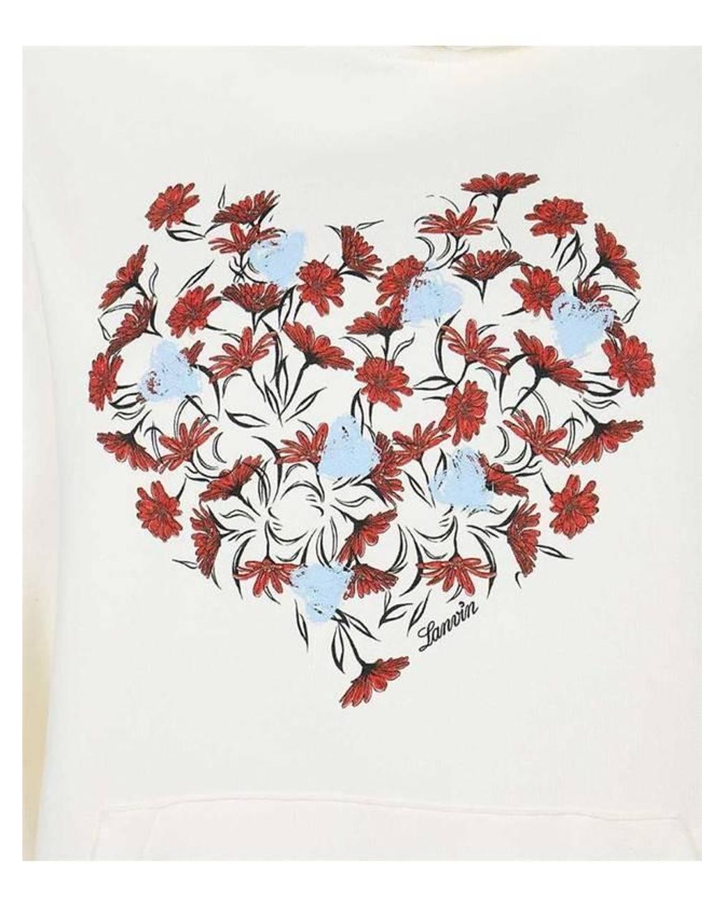 Lanvin White Floral-Print Drawstring Hoodie