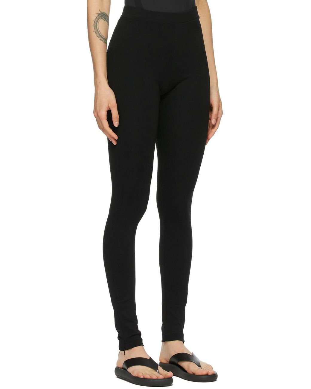 Totême Black Totême Zip Detailed Slim-Cut Leggings