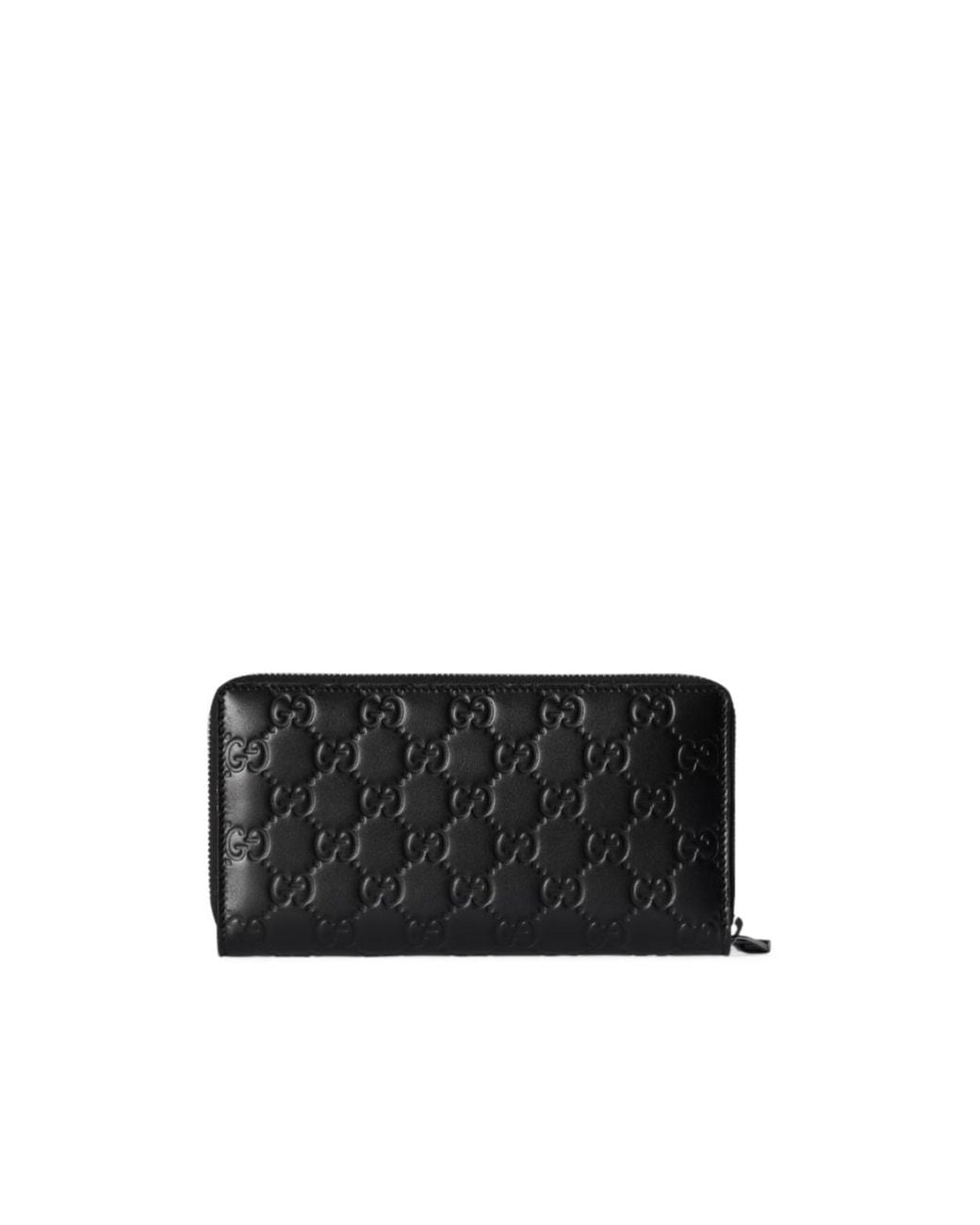 Gucci Black Gg Emblem Zip Around Wallet for men