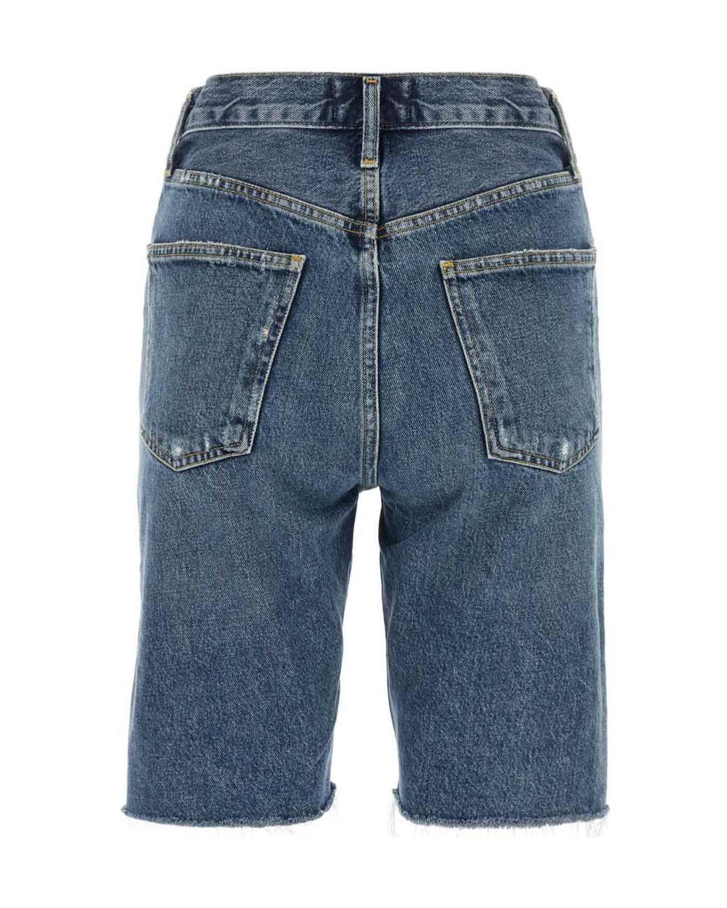 Agolde Blue Knee-Length Straight Fit Denim Shorts