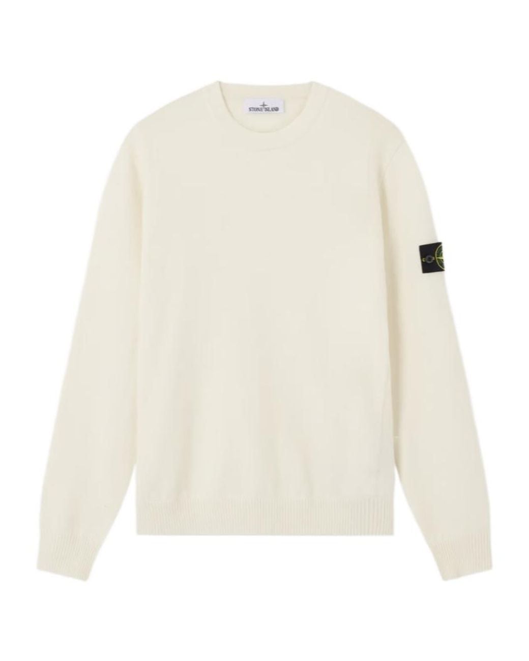 Stone Island White Logo Patch Knitted Jumper for men