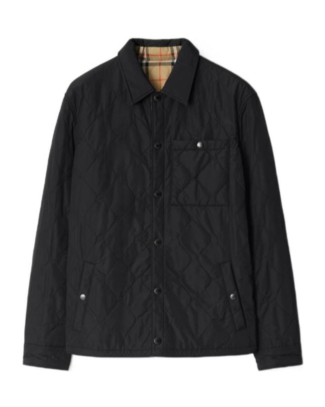Burberry Black Checked Quilted Reversible Jacket for men